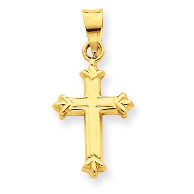 Fleur de Lis Hollow Cross Charm 14k Gold C3637, MPN: C3637, 883957898193