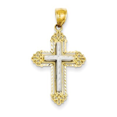 Fleur De Lis Cross Pendant 14k Two-Tone Gold D3532, MPN: D3532, 883957430652