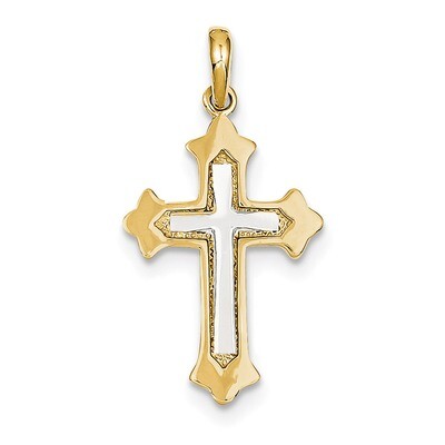 Fleur De Lis Cross Pendant 14k Two-tone Gold D1559, MPN: D1559, 883957898698