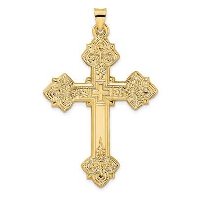 Hollow Fancy Fleur De Lis Cross Pendant 14k Gold Polished XR1930, MPN: XR1930, 191101085970