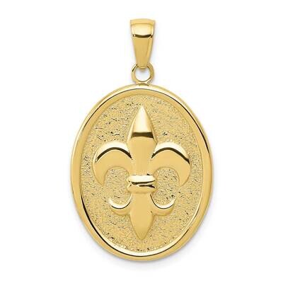 Fleur-De-Lis On Oval Disk Pendant 10k Gold 10K2762, MPN: 10K2762,