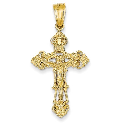 INRI Fleur De Lis Crucifix Pendant 14k Gold C248, MPN: C248, 883957393841