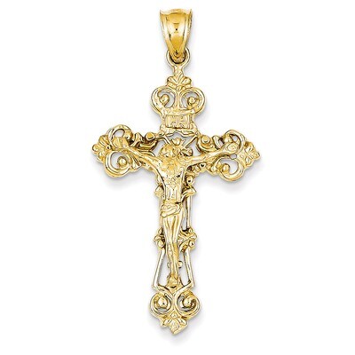 INRI Fleur De Lis Crucifix Pendant 14k Gold C249, MPN: C249, 886774617107