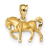 Horse Pendant 14k Gold Satin &amp; Diamond-cut K6005, MPN: K6005, 883957321837