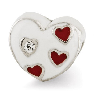 Enameled Heart with Hearts Bead - Sterling Silver QRS2935, MPN: QRS2935, 883957466682