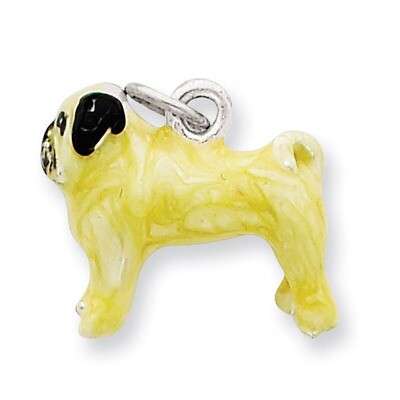 Fawn Pug Charm Sterling Silver Enameled QC6412, MPN: QC6412, 886774373331