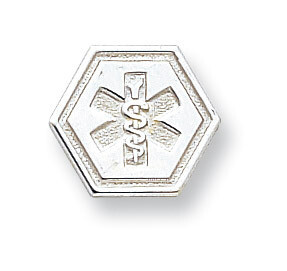 Non-enameled Attachable Emblem Medical Charm Sterling Silver XSM89N, MPN: XSM89N, 883957275291