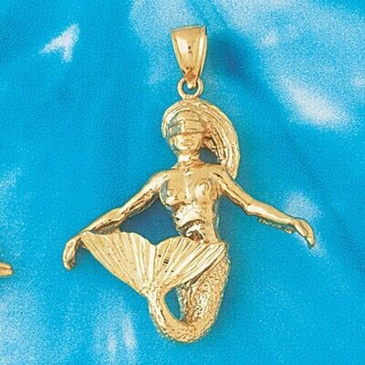 Dazzlers Jewelry Mermaid Pendant Necklace Charm Bracelet in Yellow, White or Rose Gold 1365, MPN: D…