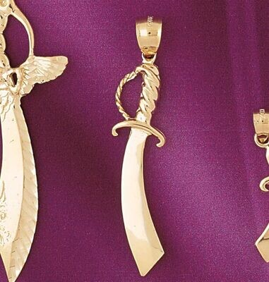 Dazzlers Jewelry Sword Pendant Necklace Charm Bracelet in Yellow, White or Rose Gold 4837, MPN: DZ-…