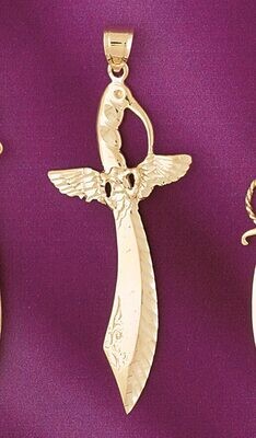 Dazzlers Jewelry Sword Pendant Necklace Charm Bracelet in Yellow, White or Rose Gold 4836, MPN: DZ-…