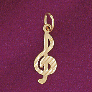 Dazzlers Jewelry Musical Note Pendant Necklace Charm Bracelet in Yellow, White or Rose Gold 6269, M…