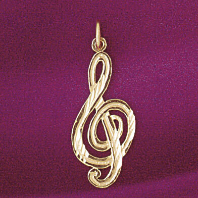 Dazzlers Jewelry Musical Note Pendant Necklace Charm Bracelet in Yellow, White or Rose Gold 6266, M…