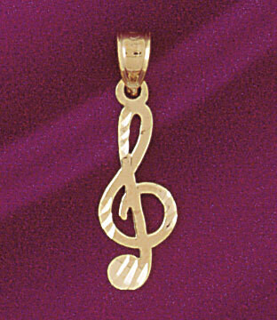 Dazzlers Jewelry Musical Note Pendant Necklace Charm Bracelet in Yellow, White or Rose Gold 6268, M…