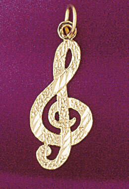 Dazzlers Jewelry Musical Note Pendant Necklace Charm Bracelet in Yellow, White or Rose Gold 6265, M…