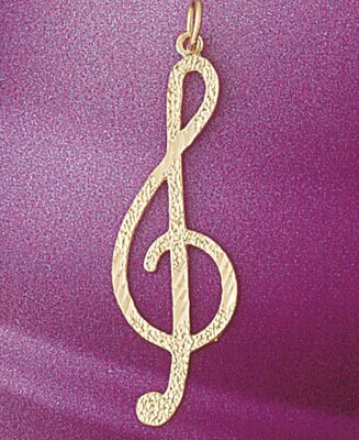 Dazzlers Jewelry Musical Note Pendant Necklace Charm Bracelet in Yellow, White or Rose Gold 6264, M…