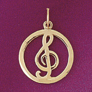 Dazzlers Jewelry Musical Note Pendant Necklace Charm Bracelet in Yellow, White or Rose Gold 6261, M…