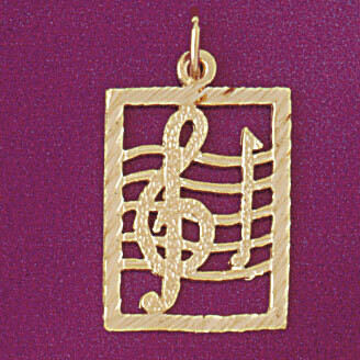 Dazzlers Jewelry Musical Note Pendant Necklace Charm Bracelet in Yellow, White or Rose Gold 6258, M…