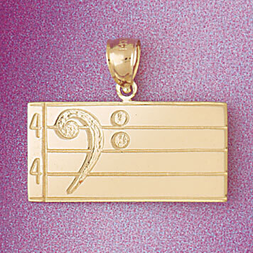Dazzlers Jewelry Musical Note Pendant Necklace Charm Bracelet in Yellow, White or Rose Gold 6259, M…