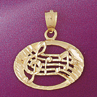 Dazzlers Jewelry Musical Note Pendant Necklace Charm Bracelet in Yellow, White or Rose Gold 6257, M…