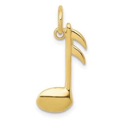 Flat-Backed Musical Note Charm 10k Gold Polished 10K949, MPN: 10K949,