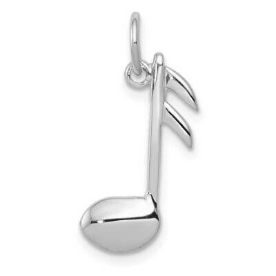 Polished Flat-Backed Musical Note Charm 10k White Gold 10K950, MPN: 10K950,