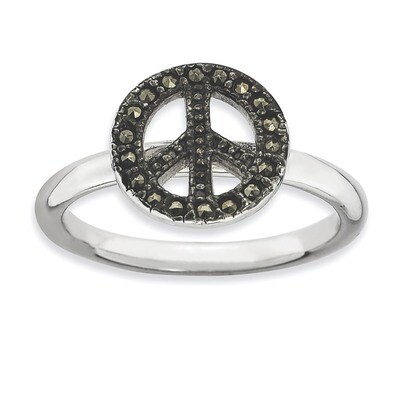 Marcasite Peace Sign Ring - Sterling Silver QSK813, MPN: QSK813, 886774180670