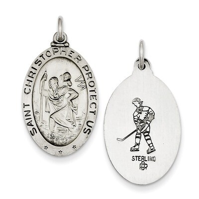 Saint Christopher Hockey Medal Sterling Silver QC3566, MPN: QC3566, 886774583020