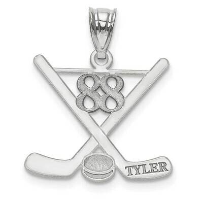 Laser Polished Name And Number Hockey Pendant Sterling Silver Rhodium-plated XNA703SS, MPN: XNA703S…