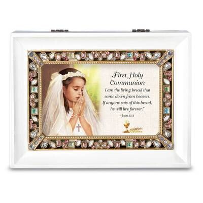 Large White Jeweled First Communion Girl Music Box GM23671, MPN: GM23671, 89945660180