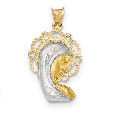 Satin and Polished Mary Pendant 14k Gold &amp; Rhodium K5651, MPN: K5651, 191101368660