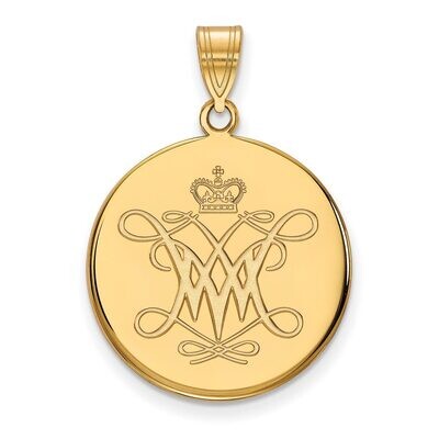 William And Mary Large Disc Pendant 14k Yellow Gold 4Y007WMA, MPN: 4Y007WMA, 886774866741