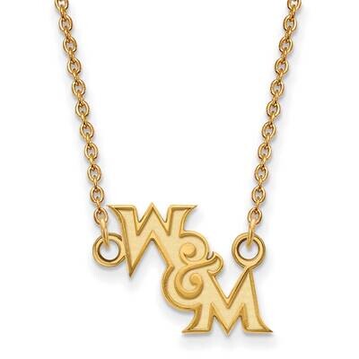 College of William &amp; Mary Small Pendant with Necklace Gold-plated Sterling Silver GP018WMA-18, MPN:…