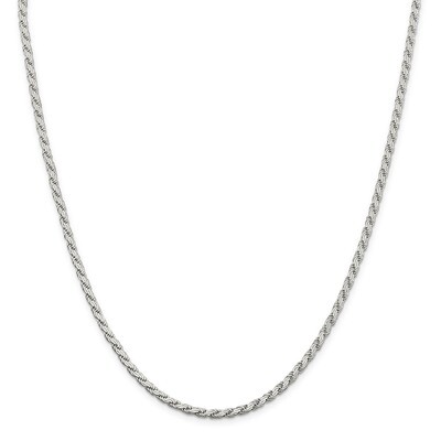 24 Inch 3.10mm Flat Rope Chain Sterling Silver QFC204-24, MPN: QFC204-24, 886774021225