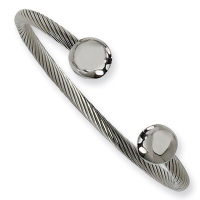 Polished Cuff Bangle - Stainless Steel SRB257 by Chisel, MPN: SRB257, 883957746005