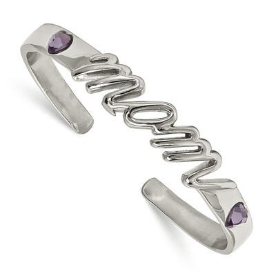 CZ Mom Bangle Stainless Steel Polished SRB1669 by Chisel, MPN: SRB1669, 191101647314
