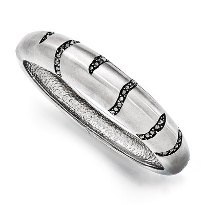 Brushed and Polished Black Crystal Hinged Bangle - Stainless Steel SRB1612 by Chisel, MPN: SRB1612,…