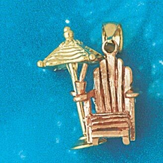 Dazzlers Jewelry Beach Chair Pendant Necklace Charm Bracelet in Yellow, White or Rose Gold 1473, MP…