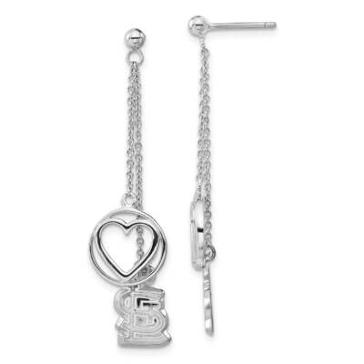 MLB St Louis Cardinals Beloved Heart Dangle Earrings Sterling Silver CRD005BLERD-SS, MPN: CRD005BLE…