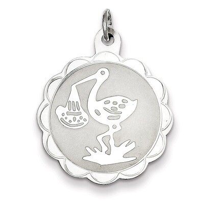 Stork Disc Charm Sterling Silver QC2497, MPN: QC2497, 883957432182