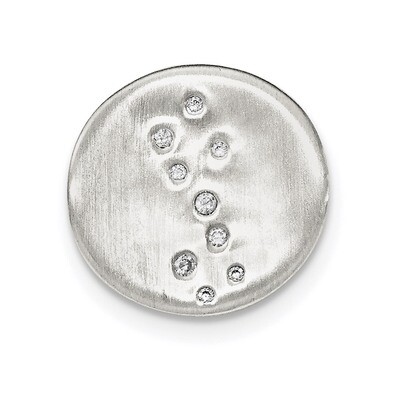 CZ Diamond Disc Slide Pendant Sterling Silver Satin QP4148, MPN: QP4148,