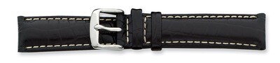 20mm Black Crocodile White Stitch Watch Band 7.5 Inch Silver-tone Buckle BA127-20, MPN: BA127-20, 8…
