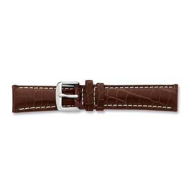 24mm Brown Crocodile White Stitch Watch Band 7.5 Inch Silver-tone Buckle BA126-24, MPN: BA126-24, 8…