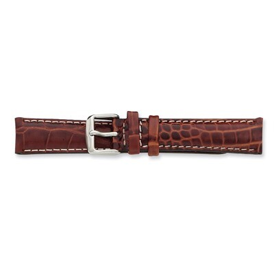 24mm Havana Crocodile White Stitch Watch Band 7.5 Inch Silver-tone Buckle BAWS104-24, MPN: BAWS104-…