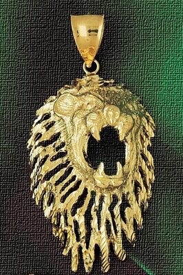 Dazzlers Jewelry Lion Head Pendant Necklace Charm Bracelet in Yellow, White or Rose Gold 1652, MPN:…
