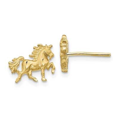 Satin Diamond-Cut Unicorn Post Earrings 10k Gold 10TC1004, MPN: 10TC1004, 191101565939