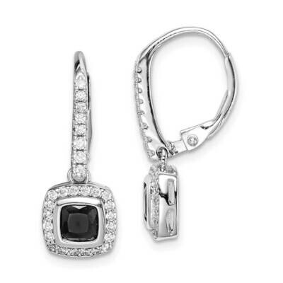 Black and White CZ Diamond Leverback Earrings Sterling Silver Rhodium Plated QE15233, MPN: QE15233,…