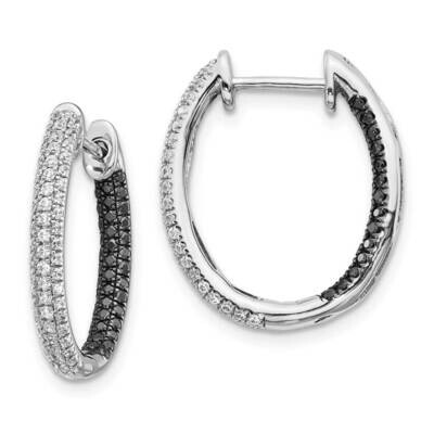 Black &amp; White Diamond In-Out Hoop Earrings 14k White Gold EM5436-BK-088-WA, MPN: EM5436-BK-088-WA, …