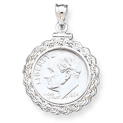 18 x 1.2mm $0.10 Rope Coin Bezel Pendant Sterling Silver QBR7, MPN: QBR7, 883957495668