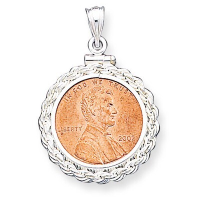 19.1 x 1.5mm $0.01 Rope Coin Bezel Pendant Sterling Silver QBR1, MPN: QBR1, 883957556840