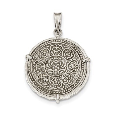 Silver Tibet Tanka Coin Pendant Sterling Silver QAC131, MPN: QAC131,